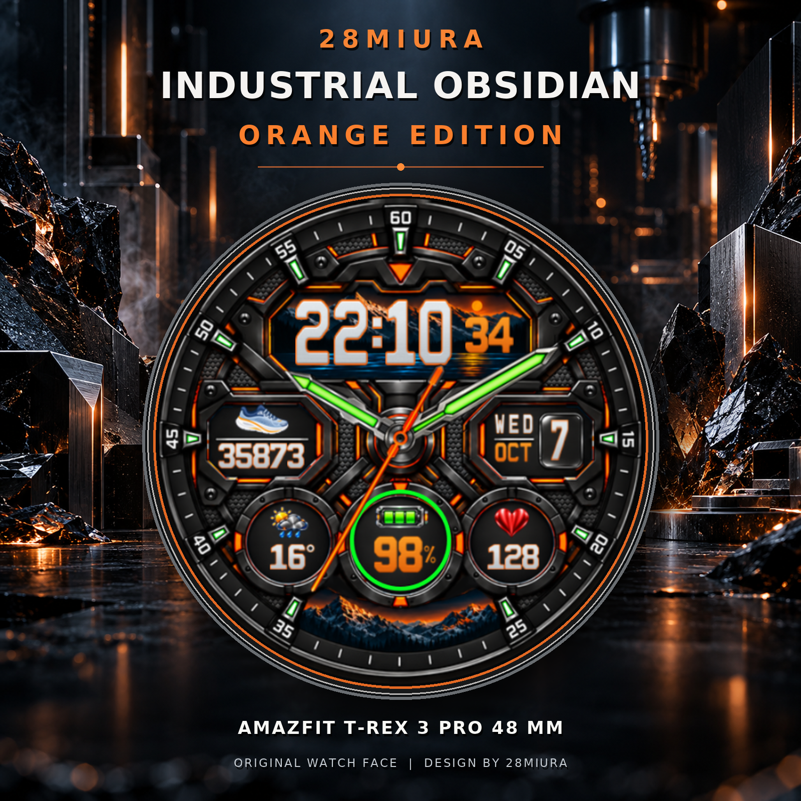 28miura Industrial Obsidian Orange original presentation artwork