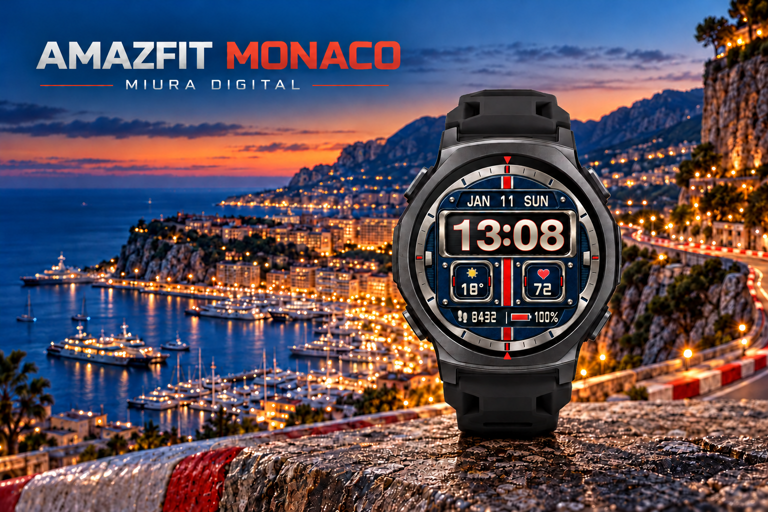 Amazfit Monaco miura Digital by 28miura for Amazfit T-Rex 3 Pro 48mm — presentation artwork