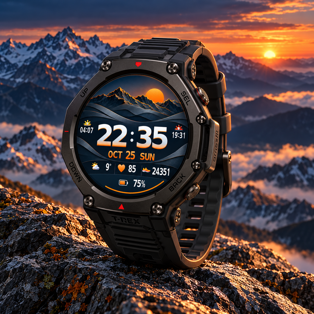 ALPINE TWILIGHT — by 28miura for Amazfit T-Rex 3 Pro 48mm — presentation artwork